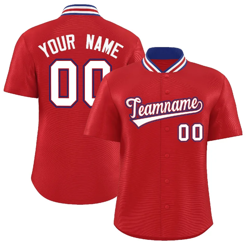 Baseball Jersey for Baseball Gear for Competitions-Custom Red Classic Style Authentic Stand Collar Baseball Jersey