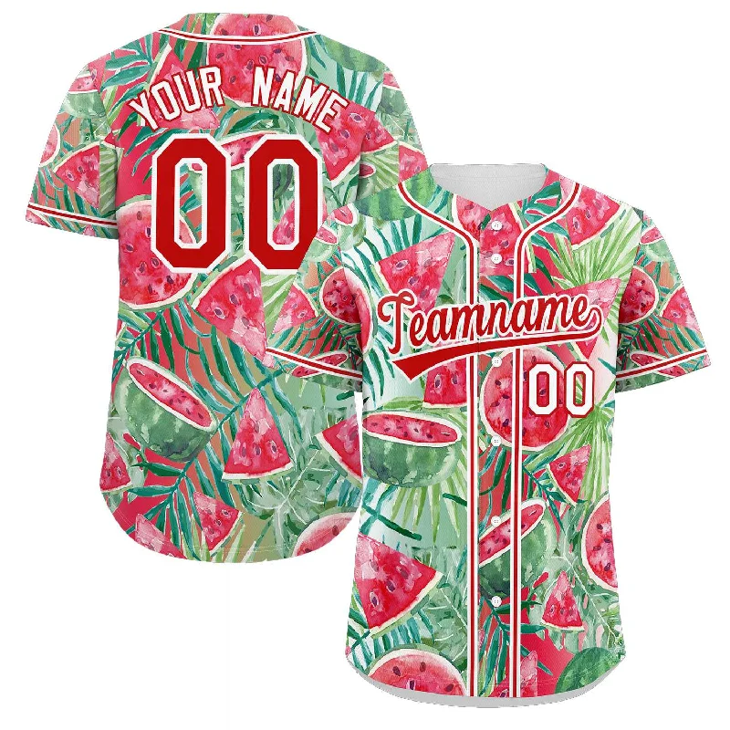 Baseball Jersey for Exclusive Fan Gear-Custom Red Red-White Graffiti Pattern Authentic Watermelon Baseball Jersey