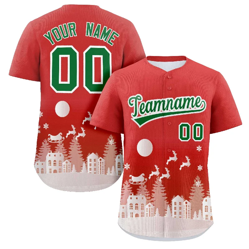 Baseball Jersey for Special Edition Jerseys-Custom Red White Christmas Graffiti Pattern Authentic Baseball Jersey