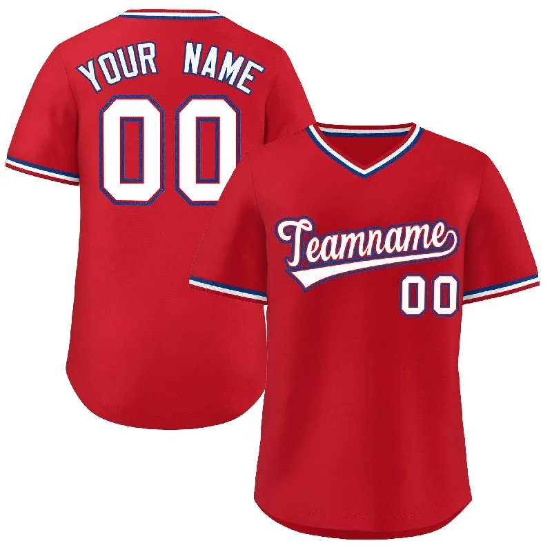 Baseball Jersey for Holiday Gifts-Custom Red White Classic Style Outdoor Authentic Pullover Baseball Jersey