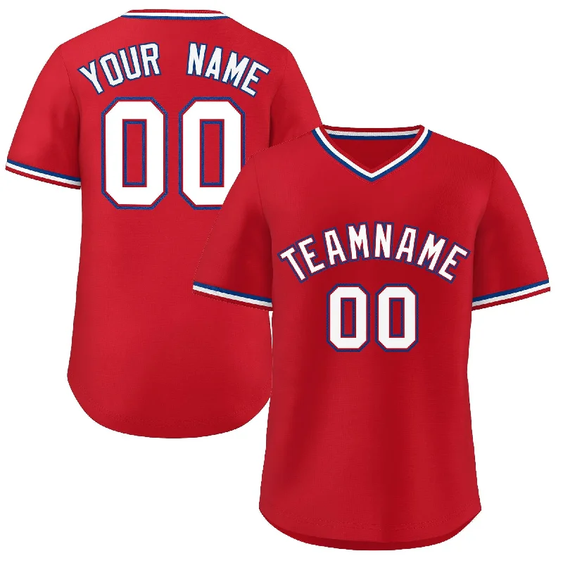 Baseball Jersey for Local Team Apparel for Baseball-Custom Red White Classic Style Personalized Authentic Pullover Baseball Jersey