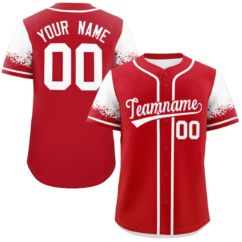 Baseball Jersey for Supporter Gear-Custom Red White Personalized Raglan Sleeves Design Authentic Baseball Jersey