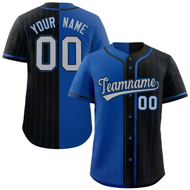 Baseball Jersey for Custom Team Apparel for Schools-Custom Royal Black Stripe-Solid Combo Fashion Authentic Baseball Jersey