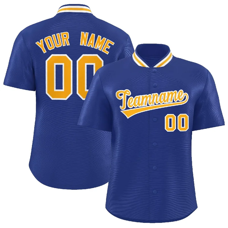 Baseball Jersey for Custom Fan Jerseys for Players-Custom Royal Classic Style Authentic Stand Collar Baseball Jersey