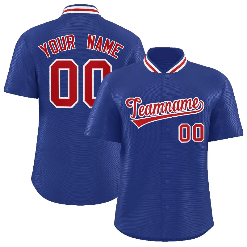 Baseball Jersey for Fan Gear for Game Day-Custom Royal Classic Style Authentic Stand Collar Baseball Jersey