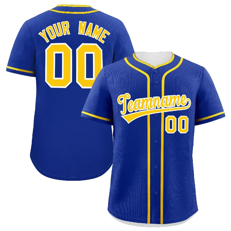 Baseball Jersey for Team Merchandise for Events-Custom Royal Gold Personalized Classic Authentic Baseball Jersey