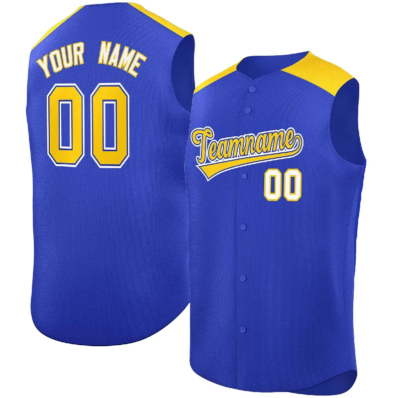 Baseball Jersey for Baseball Apparel for All Ages-Custom Royal Gold Personalized Classic Authentic Sleeveless Baseball Jersey