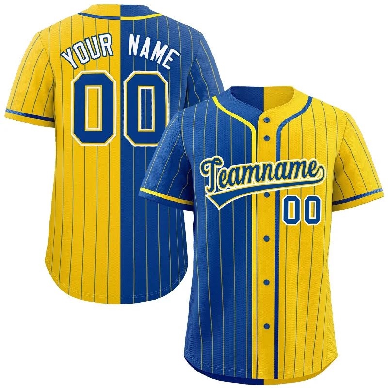 Baseball Jersey for Custom Team Apparel for Schools-Custom Royal Gold Two Tone Striped Fashion Authentic Baseball Jersey