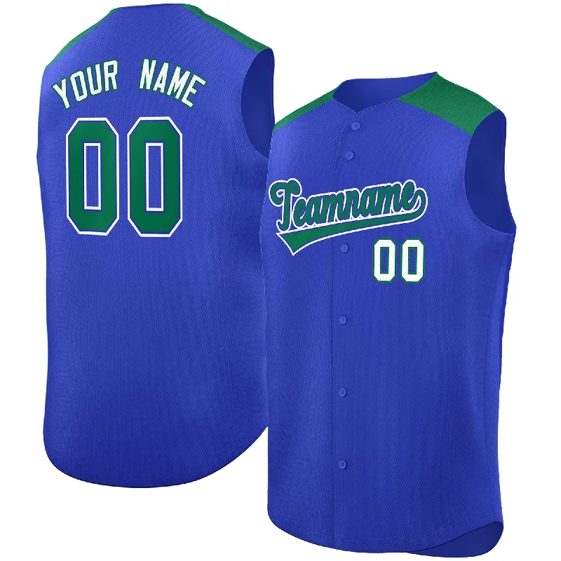 Baseball Jersey for Personalized School Jerseys-Custom Royal Kelly Green Personalized Classic Authentic Sleeveless Baseball Jersey