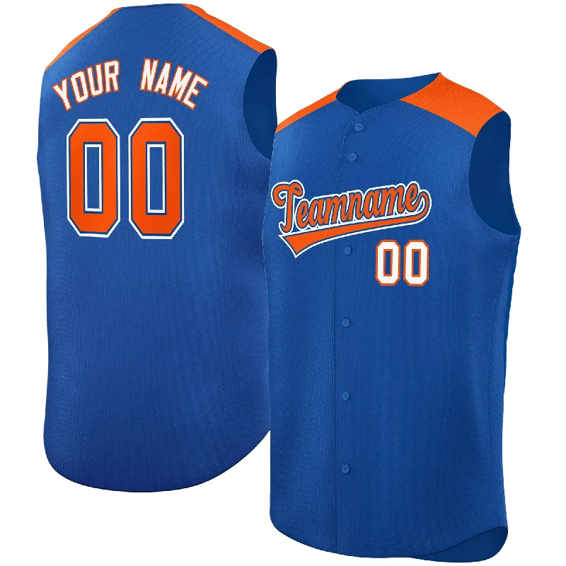 Baseball Jersey for College Baseball Teams-Custom Royal Orange Personalized Classic Authentic Sleeveless Baseball Jersey