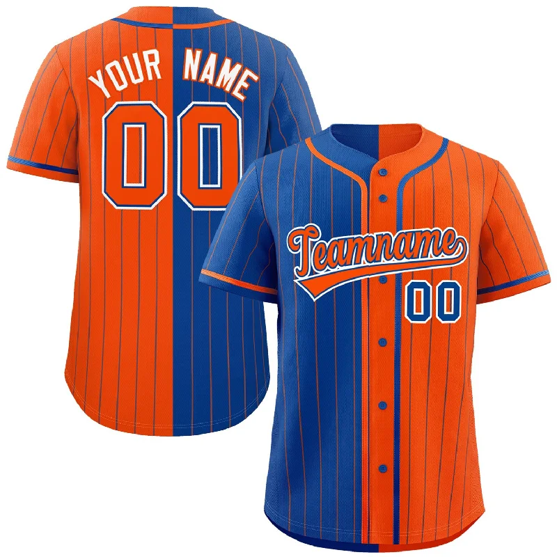 Baseball Jersey for Custom Graphics for Baseball Jerseys-Custom Royal Orange Two Tone Striped Fashion Authentic Baseball Jersey