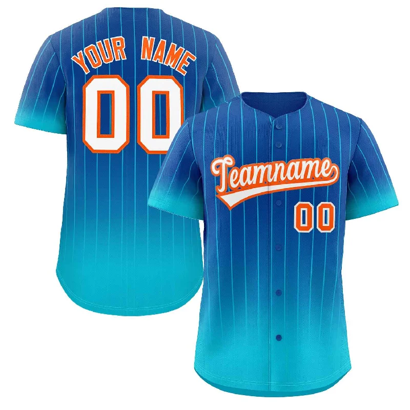 Baseball Jersey for Holiday Gift Ideas for Baseball Fans-Custom Royal Sky Blue-Orange Gradient Stripe Fashion Authentic Baseball Jersey