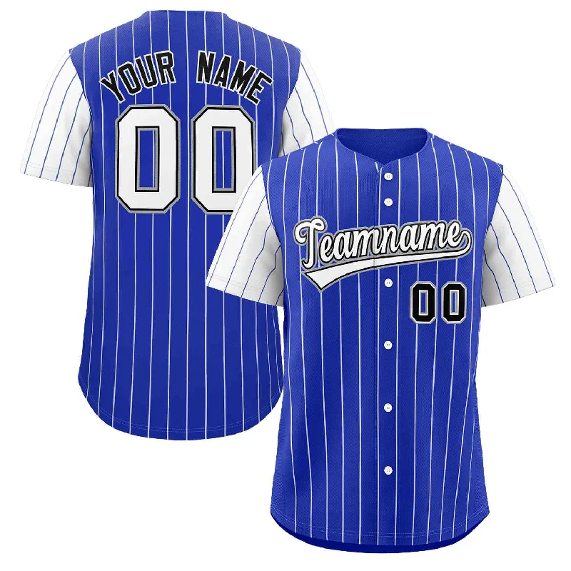 Baseball Jersey for Limited Edition Apparel-Custom Royal White-Black Stripe Fashion Raglan Sleeves Authentic Baseball Jersey