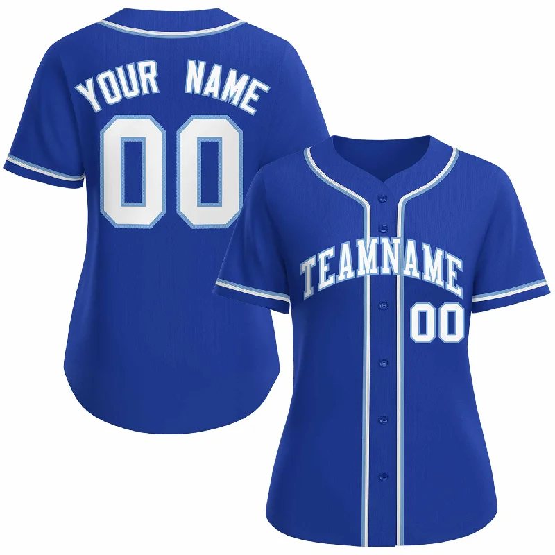 Baseball Jersey for Baseball Player Apparel for Schools-Custom Royal White Light Blue Classic Style Baseball Jersey for Women