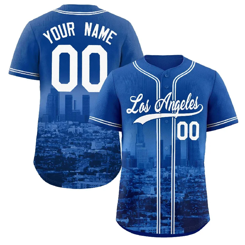 Baseball Jersey for Team Spirit Apparel for Supporters-Custom Royal White-Royal Los Angeles City Connect Baseball Jersey