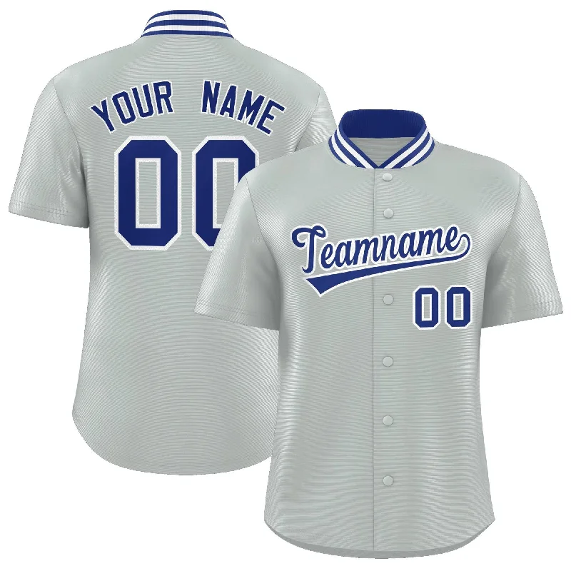 Baseball Jersey for Personalized Jerseys for School Teams-Custom Silver Classic Style Authentic Stand Collar Baseball Jersey