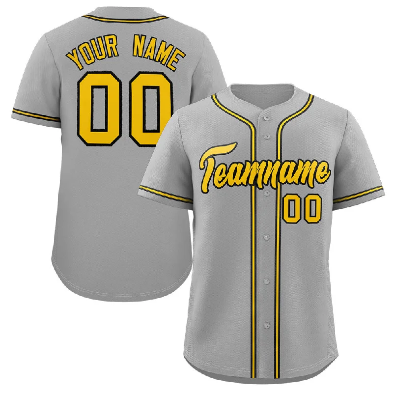 Baseball Jersey for Retro Style Jerseys-Custom Gray Gold-Black Classic Style Authentic Baseball Jersey