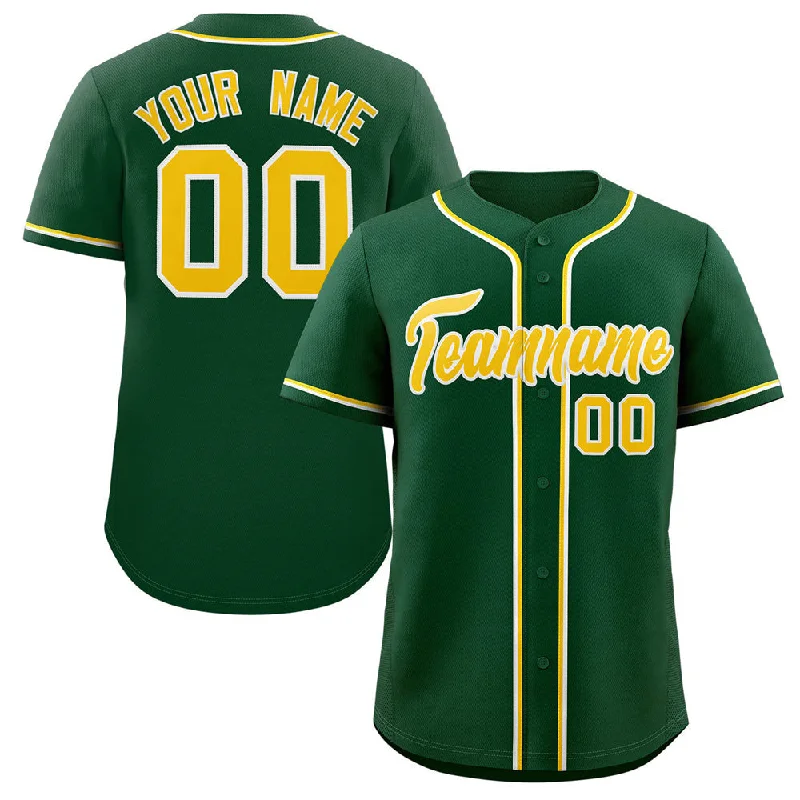 Baseball Jersey for Baseball Gear for Competitions-Custom Green Gold-White Classic Style Authentic Baseball Jersey