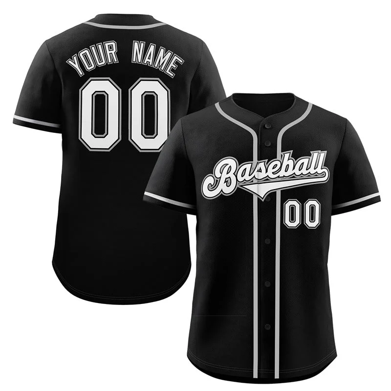 Baseball Jersey for Local Baseball Tournaments-Custom Black White-Gray Classic Style Authentic Baseball Jersey