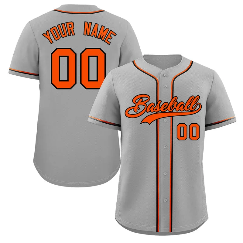 Baseball Jersey for Youth Baseball Gear for Tournaments-Custom Gray Orange-Black Classic Style Authentic Baseball Jersey