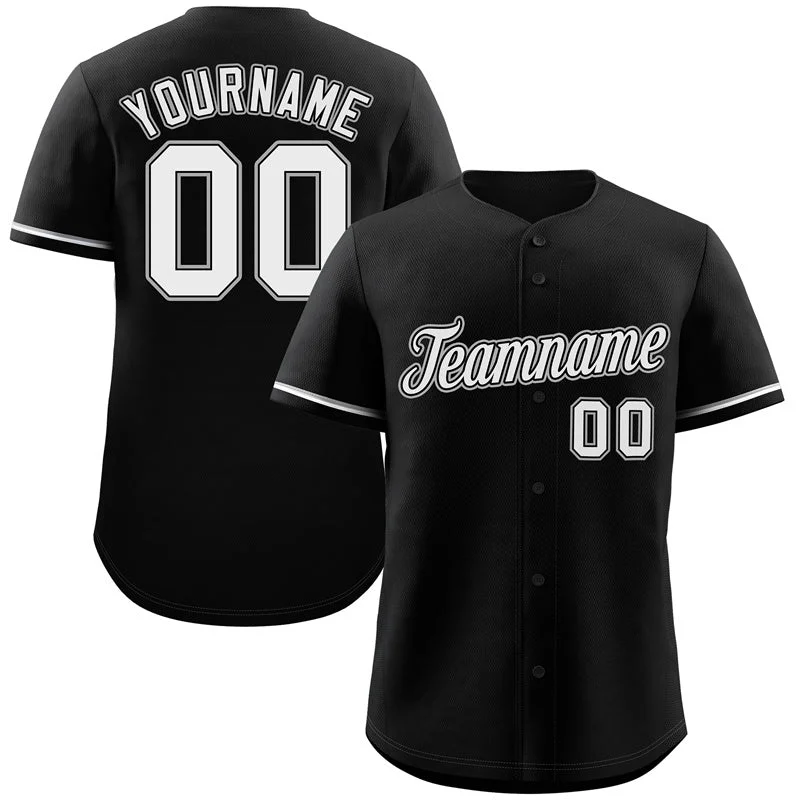 Baseball Jersey for Youth Baseball Gear for Tournaments-Custom Black White-Gray Classic Style Authentic Baseball Jersey