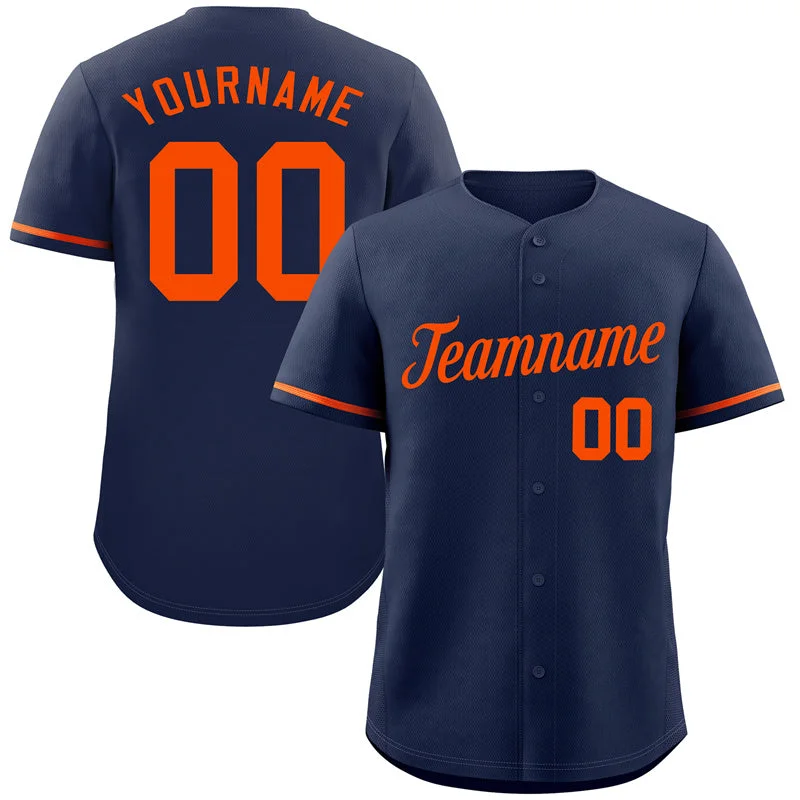 Baseball Jersey for Holiday Gifts for Baseball Fans-Custom Navy Orange Classic Style Authentic Baseball Jersey