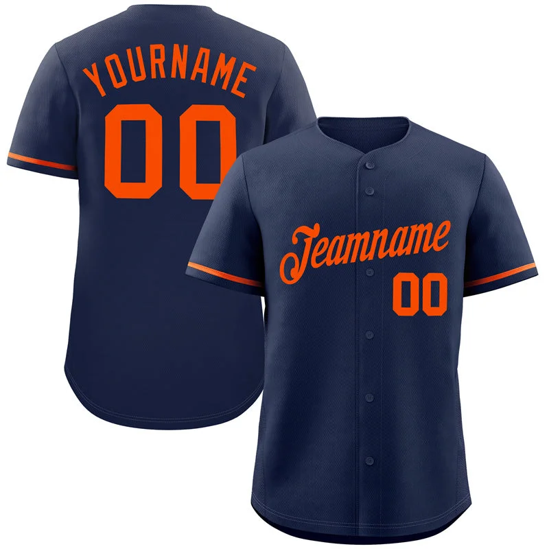 Baseball Jersey for Team Spirit Apparel-Custom Navy Orange Classic Style Authentic Baseball Jersey