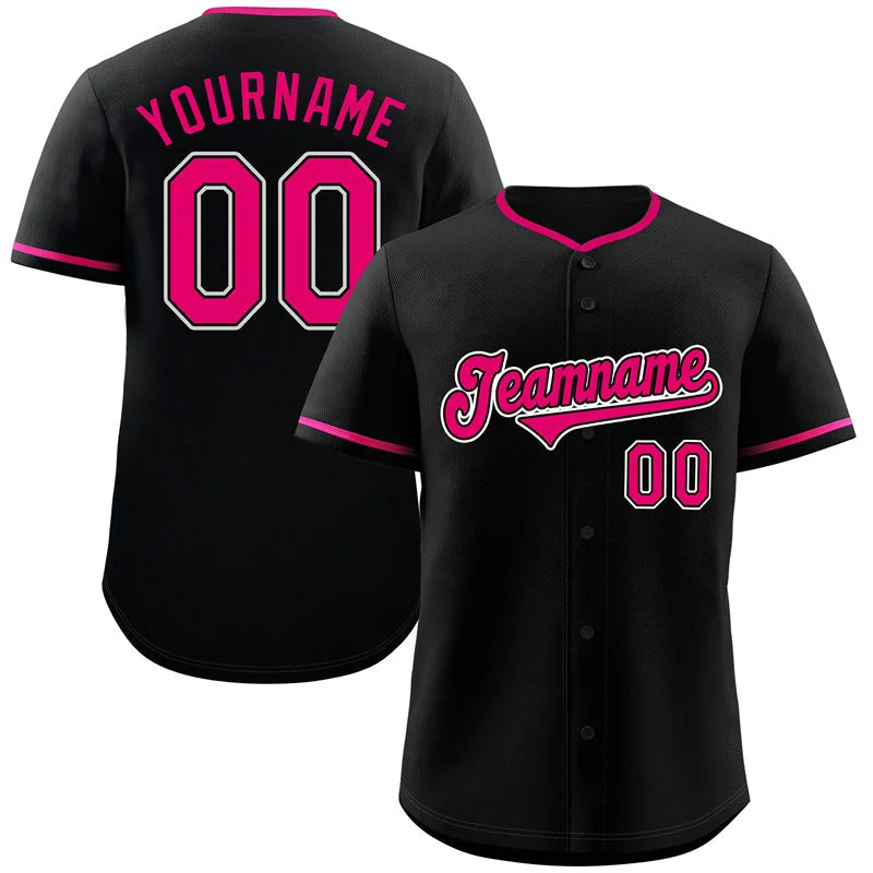 Baseball Jersey for Retro Baseball Fan Apparel-Custom Black Pink-White Classic Style Authentic Baseball Jersey