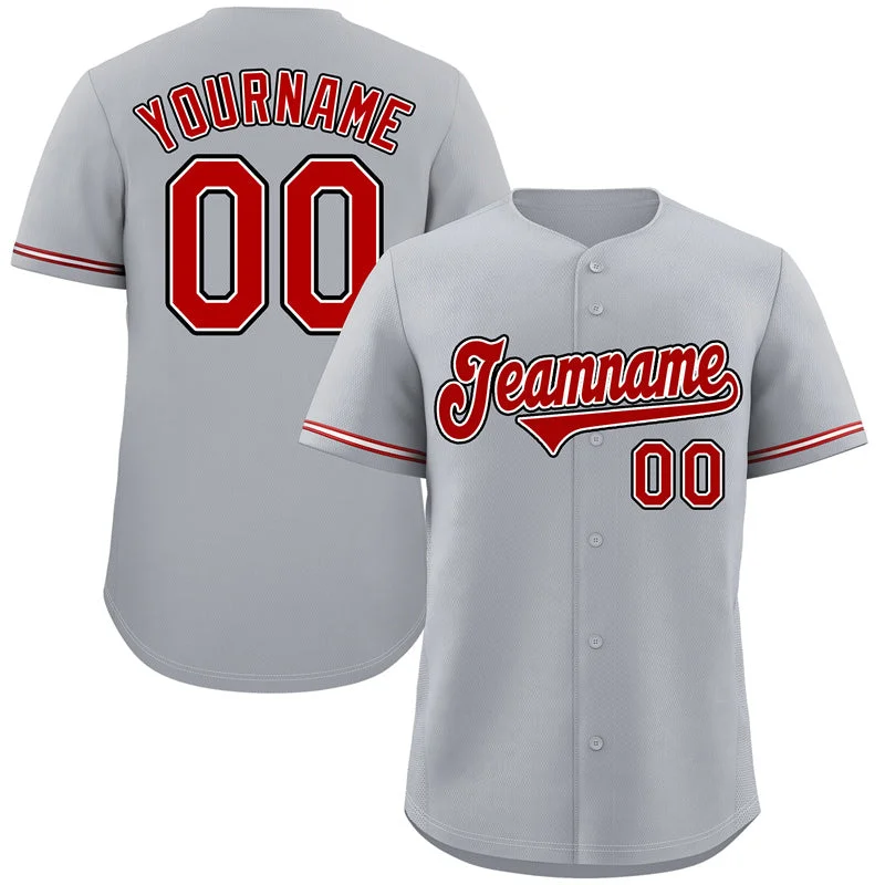 Baseball Jersey for Official League Merchandise-Custom Gray Red-Black Classic Style Authentic Baseball Jersey