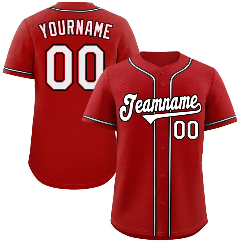 Baseball Jersey for Personalized Jerseys for Local Leagues-Custom Red White-Black Classic Style Authentic Baseball Jersey