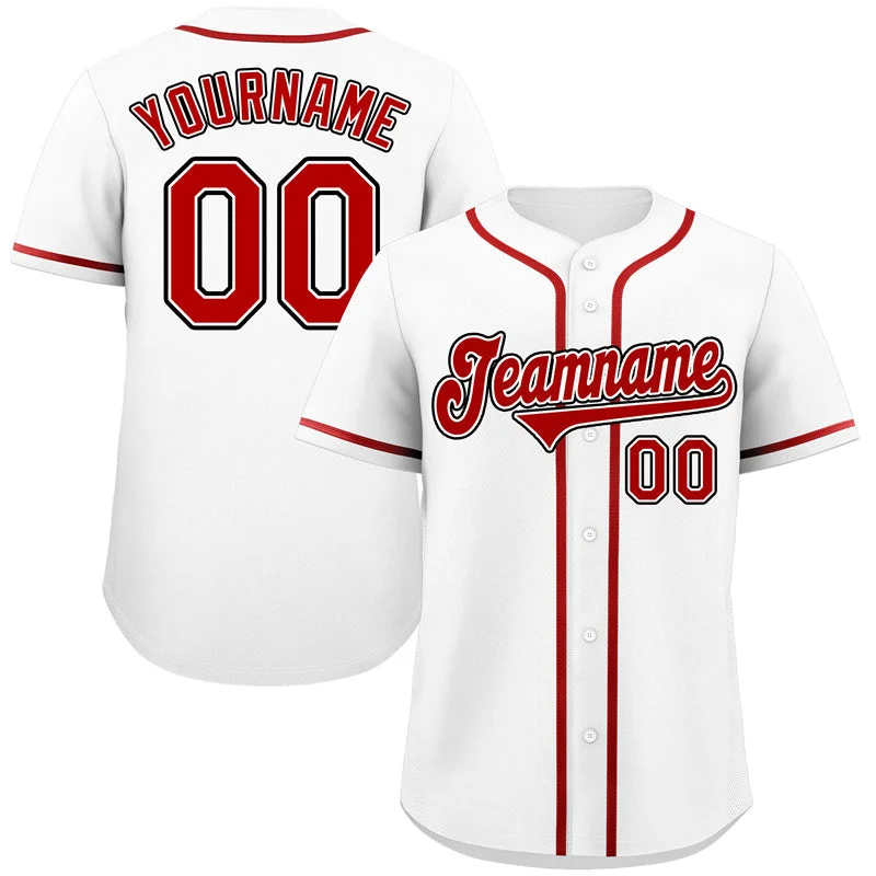 Baseball Jersey for Exclusive Baseball Team Apparel-Custom White Red-Black Classic Style Authentic Baseball Jersey