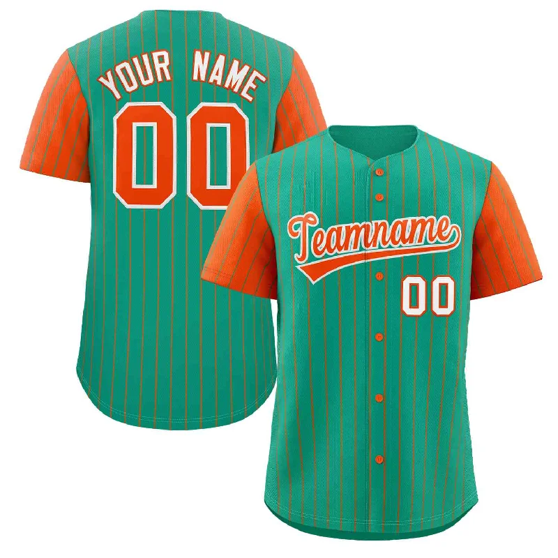 Baseball Jersey for Personalized Jerseys for School Teams-Custom Teal Orange-White Stripe Fashion Raglan Sleeves Authentic Baseball Jersey