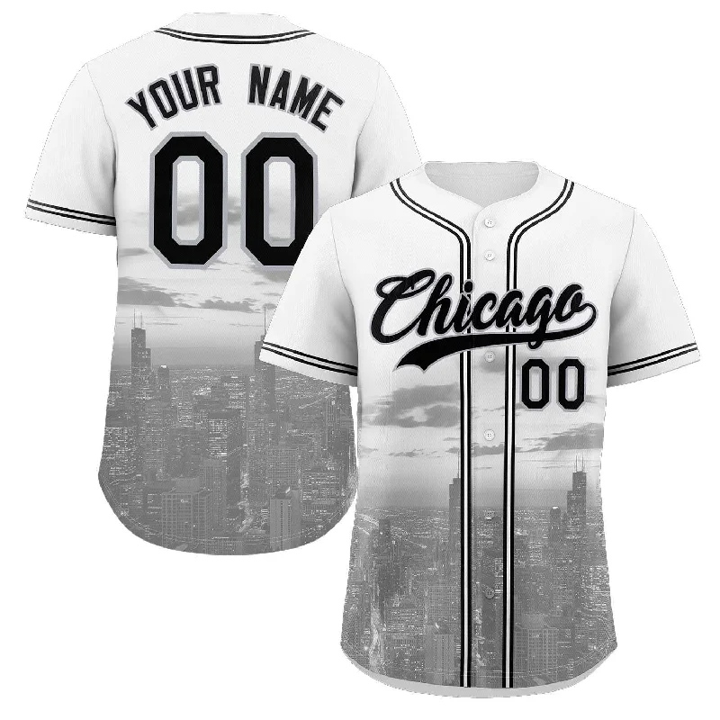 Baseball Jersey for Kids’ Baseball Team Gear-Custom White Black-Gray Chicago City Connect Baseball Jersey