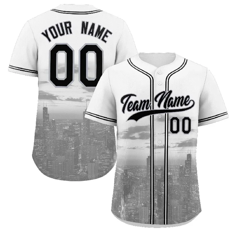 Baseball Jersey for Personalized Apparel for Baseball Fans-Custom White Black-Gray Chicago City Connect Baseball Jersey