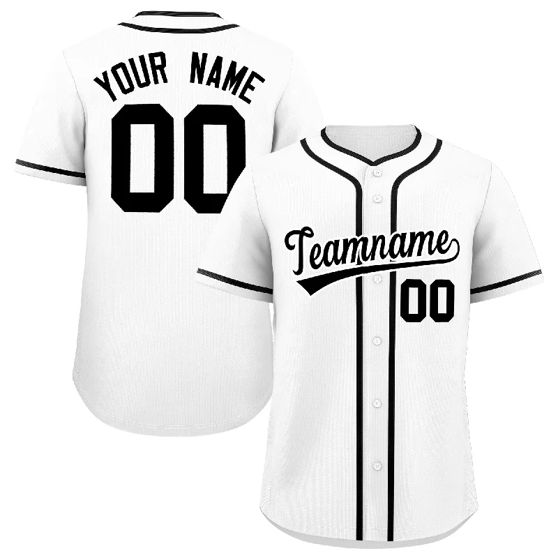 Baseball Jersey for Official Team Jerseys-Custom White Black Personalized Classic Authentic Baseball Jersey