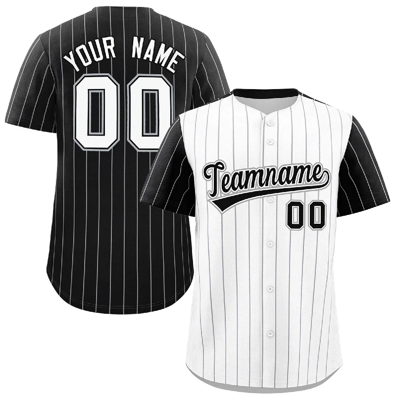 Baseball Jersey for Promotional Baseball Merchandise-Custom White Black Pinstripe Personalized Raglan Sleeves Authentic Baseball Jersey