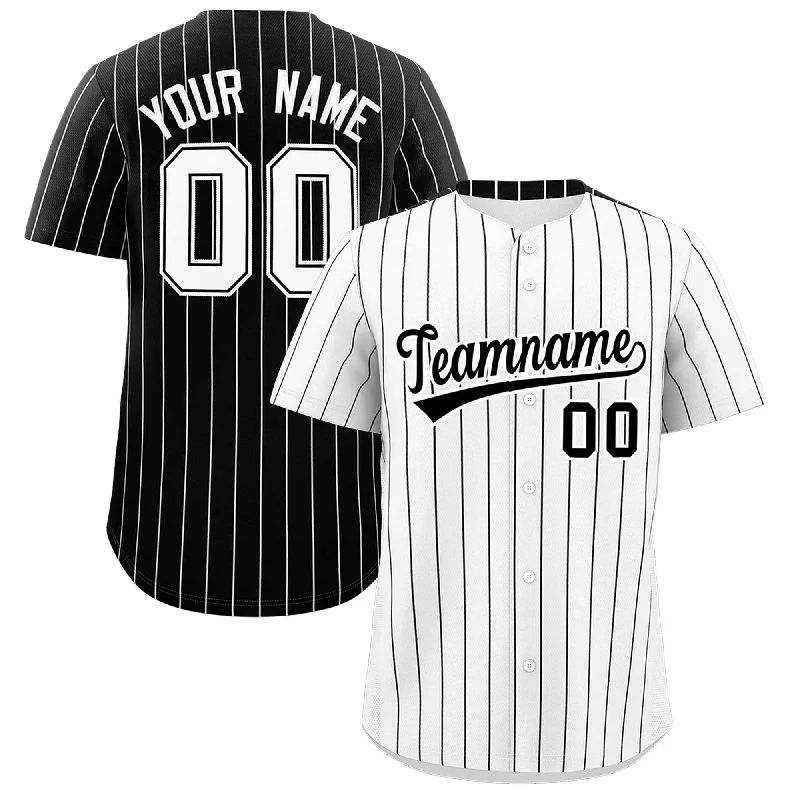 Baseball Jersey for Personalized Player Names-Custom White Black Pinstripe Personalized Two-Tone Authentic Baseball Jersey