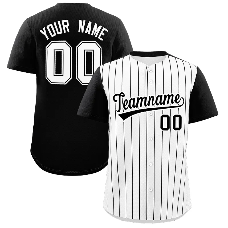 Baseball Jersey for Custom Baseball Shirts-Custom White Black Pinstripe Personalized Two-Tone Authentic Baseball Jersey