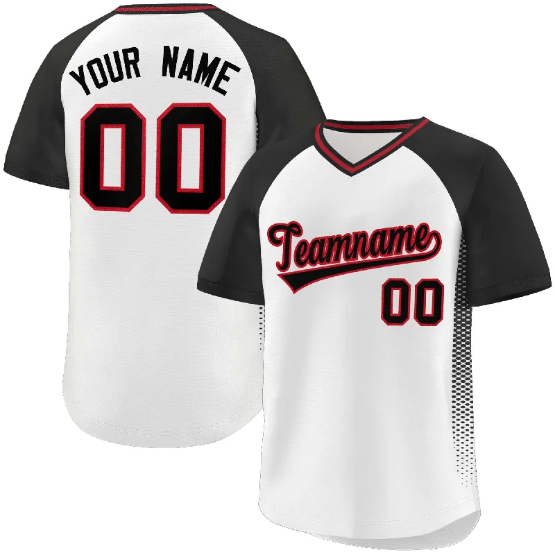 Baseball Jersey for Custom Baseball Apparel for Groups-Custom White Black Raglan Sleeves Side Spot Authentic Pullover Baseball Jersey