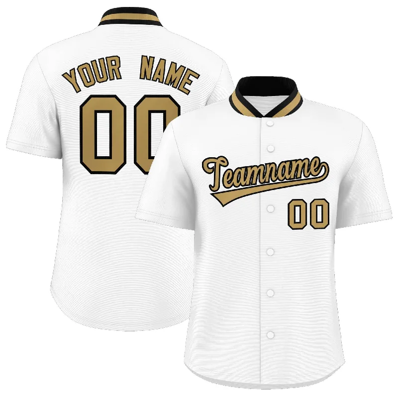 Baseball Jersey for Custom Team Jerseys for Gifts-Custom White Classic Style Authentic Stand Collar Baseball Jersey