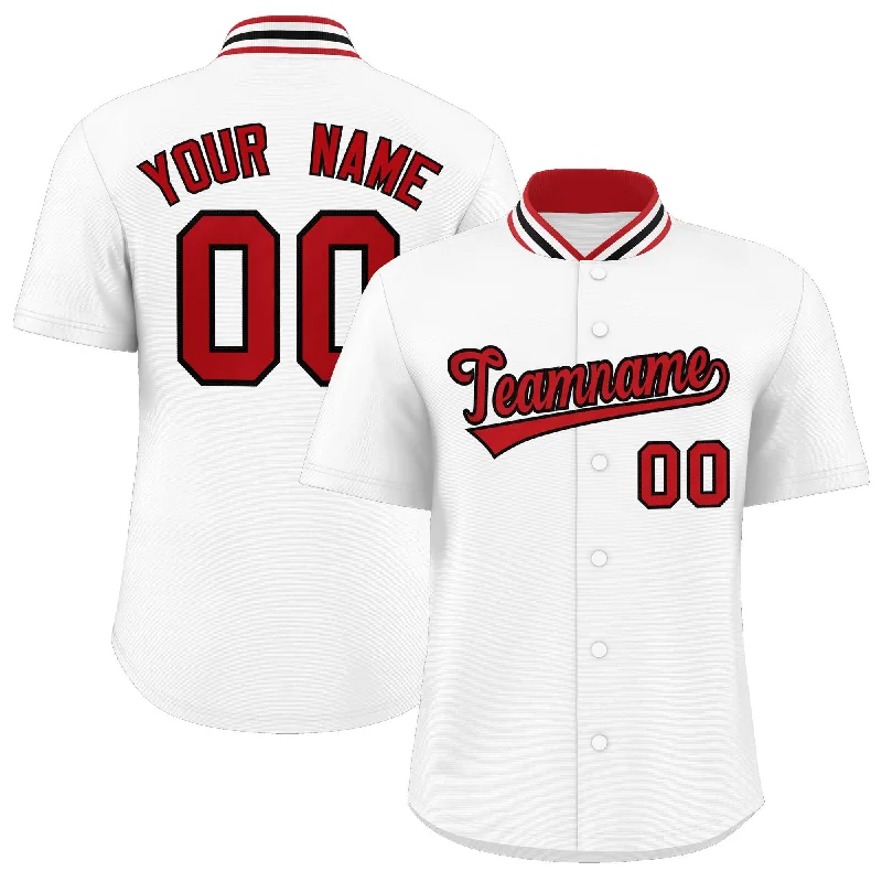 Baseball Jersey for School Sports Gear-Custom White Classic Style Authentic Stand Collar Baseball Jersey