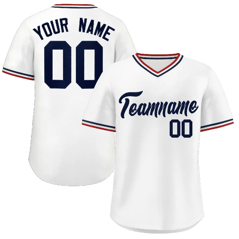 Baseball Jersey for Retro Baseball Fan Gear-Custom White Classic Style V-Neck Authentic Pullover Baseball Jersey