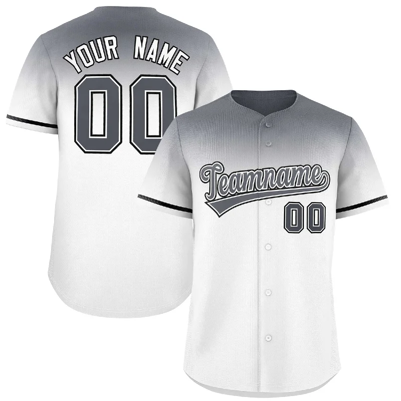 Baseball Jersey for Group Apparel for Teams-Custom White Dark Gray Gradient Fashion Design Authentic Baseball Jersey