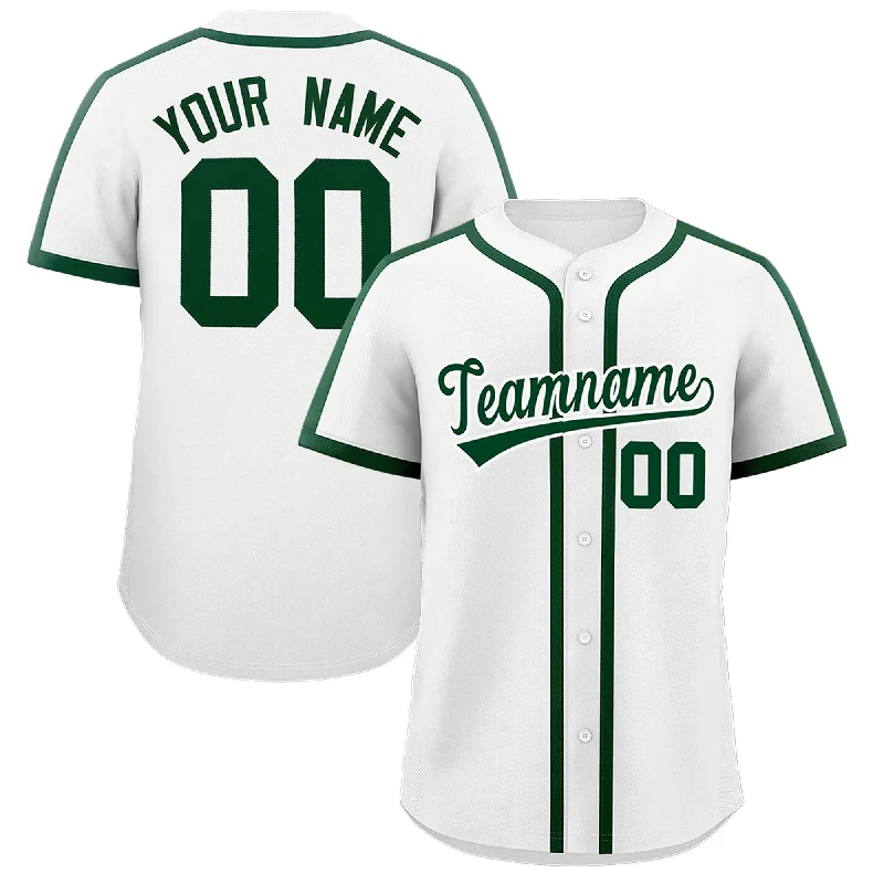 Baseball Jersey for Custom Jerseys for School Teams-Custom White Green Personalized Classic Authentic Baseball Jersey