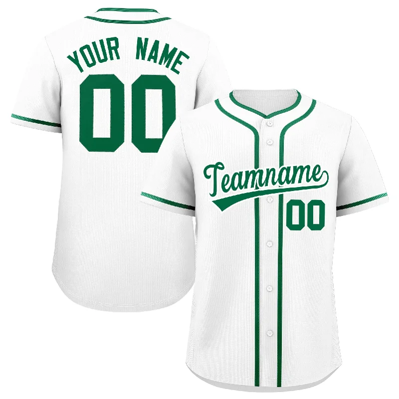 Baseball Jersey for Local Baseball League Gear-Custom White Kelly Green Personalized Classic Authentic Baseball Jersey