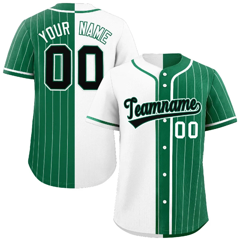 Baseball Jersey for Holiday Gifts for Baseball Fans-Custom White Kelly Green Stripe-Solid Combo Fashion Authentic Baseball Jersey