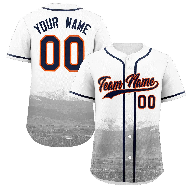 Baseball Jersey for Custom Team Uniforms for Schools-Custom White Navy-Orange Denver City Connect Baseball Jersey