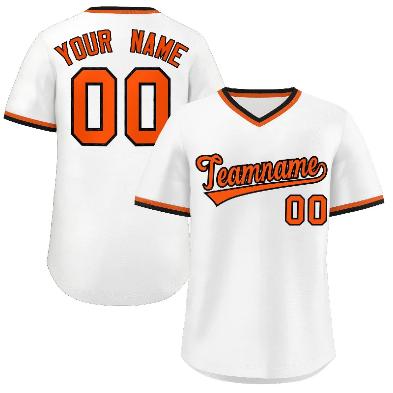 Baseball Jersey for Local School Baseball Teams-Custom White Orange Classic Style Outdoor Authentic Pullover Baseball Jersey