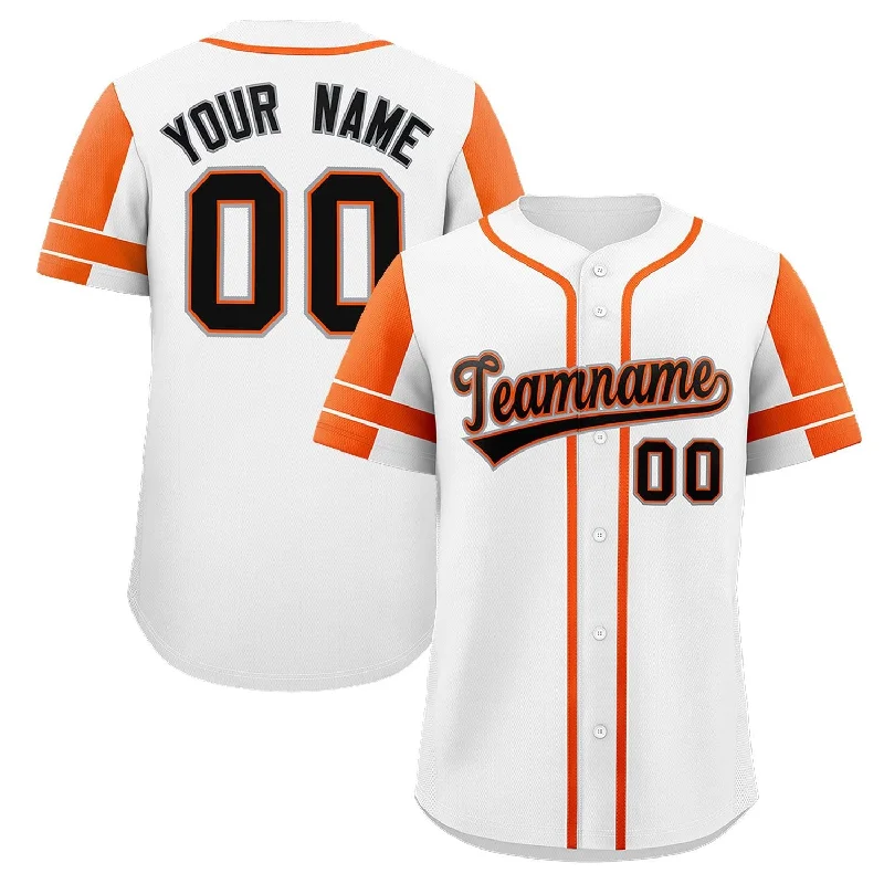 Baseball Jersey for Fun Baseball Fan Apparel-Custom White Orange Personalized Raglan Sleeves Authentic Baseball Jersey