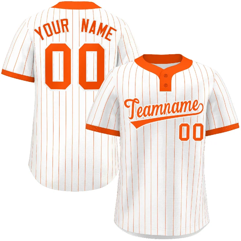 Baseball Jersey for Custom Team Jerseys for Schools-Custom White Orange Stripe Fashion Authentic Two-Button Baseball Jersey